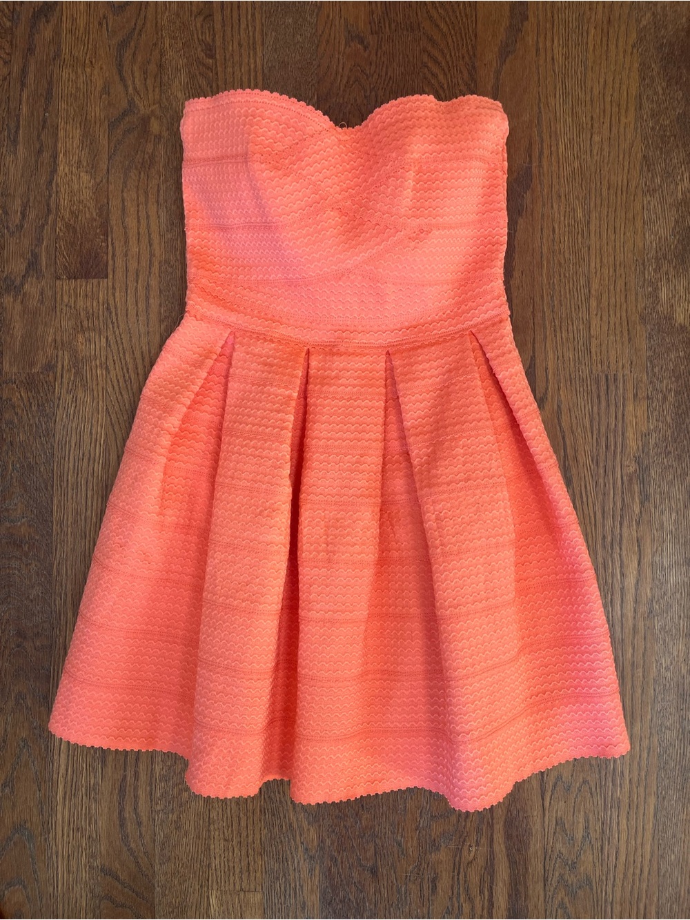 Strapless Coral Pink Pleated Kids Dress